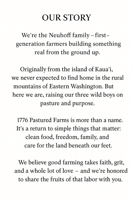 Our Story - 1776 Pastured Farms